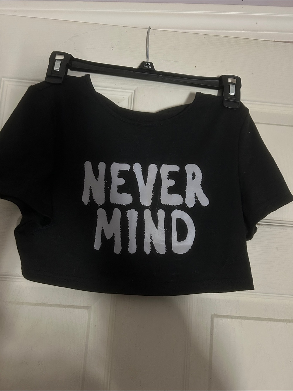 ROMWE NEVER MIND Graphic Crop Top Black NWT Size Medium Y2K Grunge